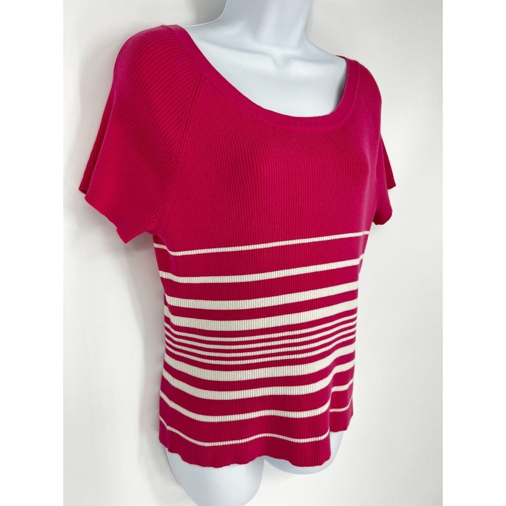 FALLS CREEK Vintage Top Women's Size XL Barbie Pink Boat Neck Short Sleeve - Picture 2 of 10